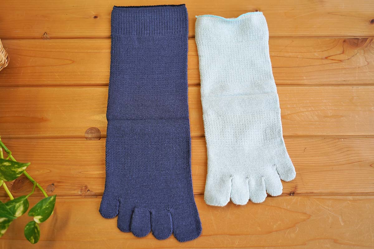 絹と麻でさわやか ゆったり5本指 表：綿・麻、裏：絹 天然素材 Mサイズ