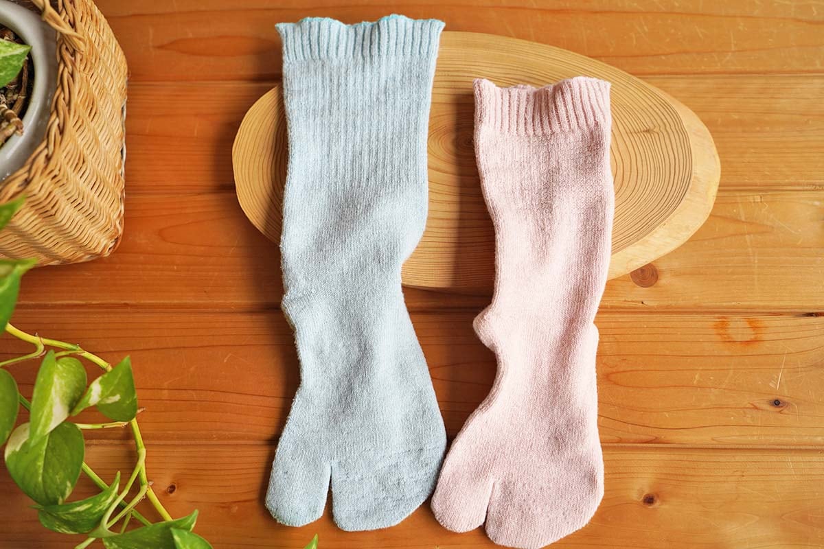 絹と麻でさわやか 足袋(たび) 表：綿・麻、裏：絹 天然素材 Lサイズ