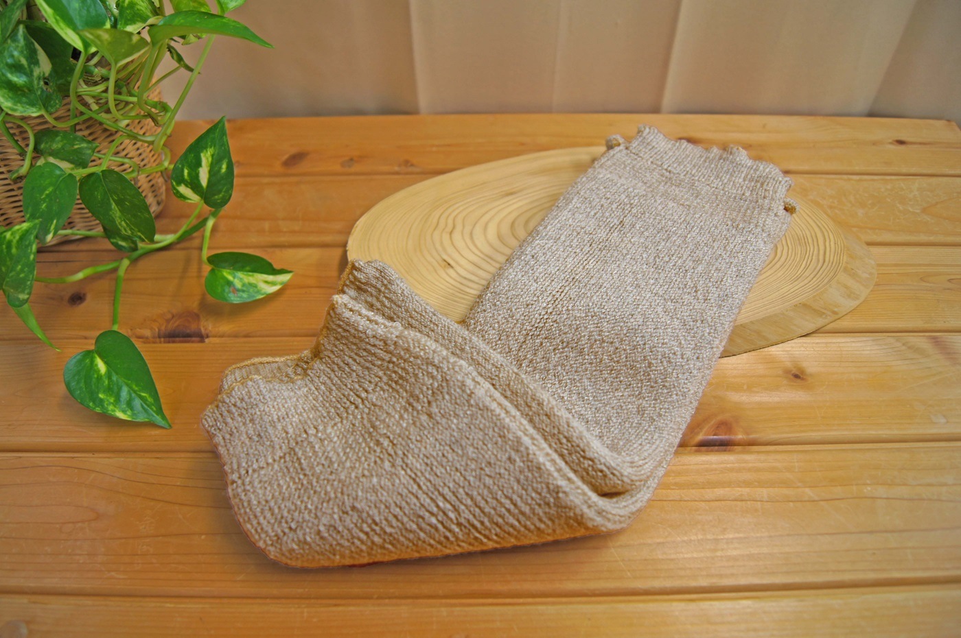 レッグウォーマー　シルク＆ウール　ダブルW