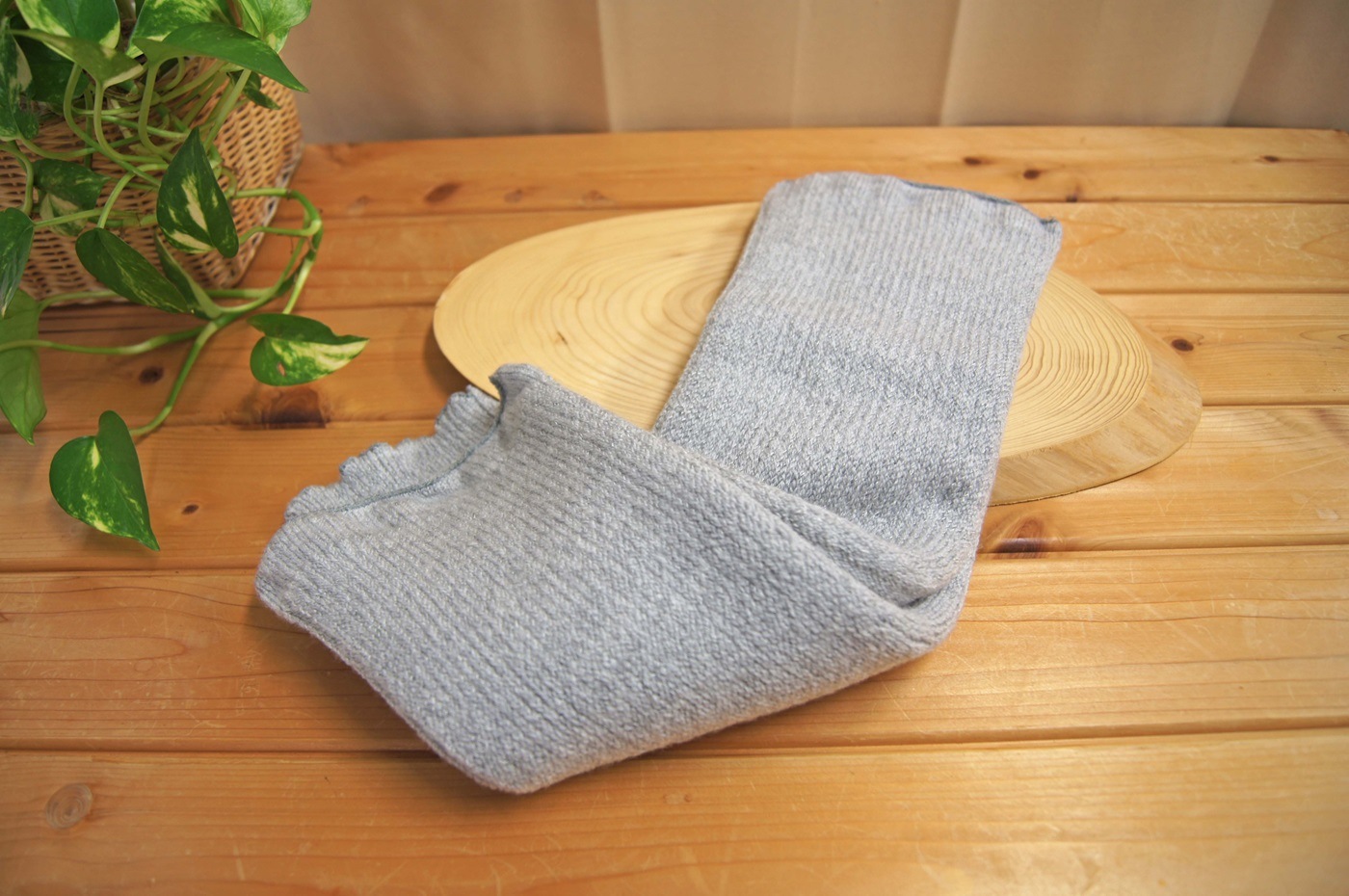 レッグウォーマー　シルク＆ウール　ダブルW