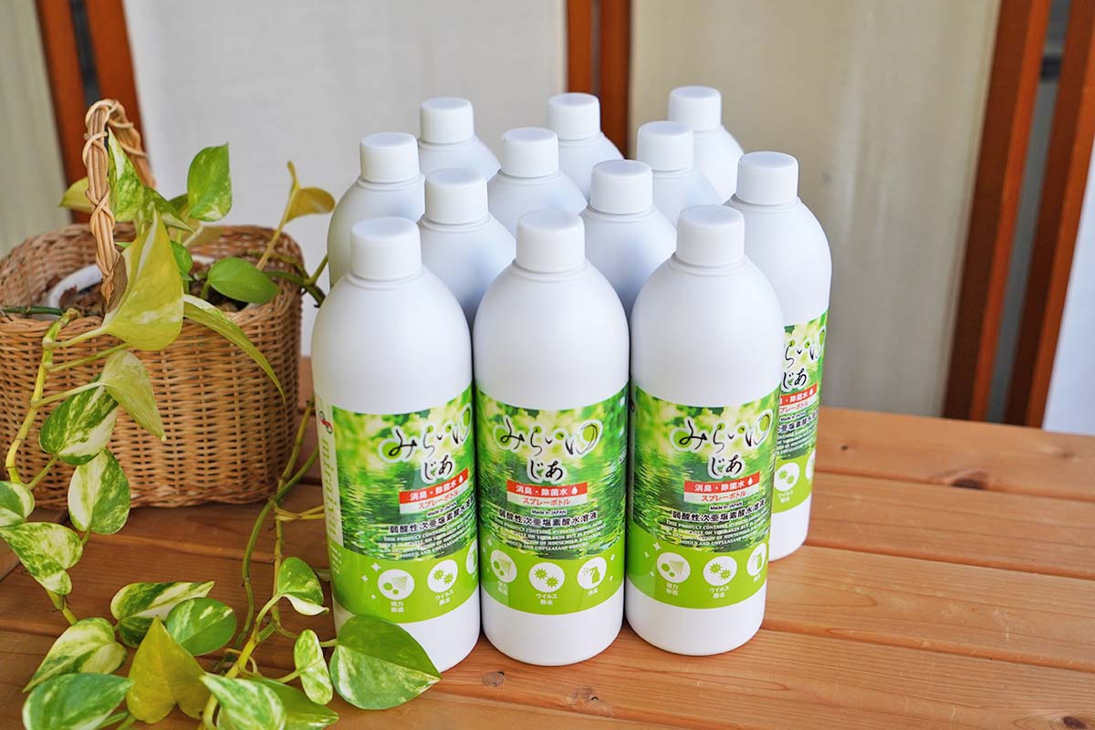 強力消臭『みらいゆ じあ』 次亜塩素酸水 500mL詰め替え用 12本セット 送料無料  カビ予防 飛沫感染