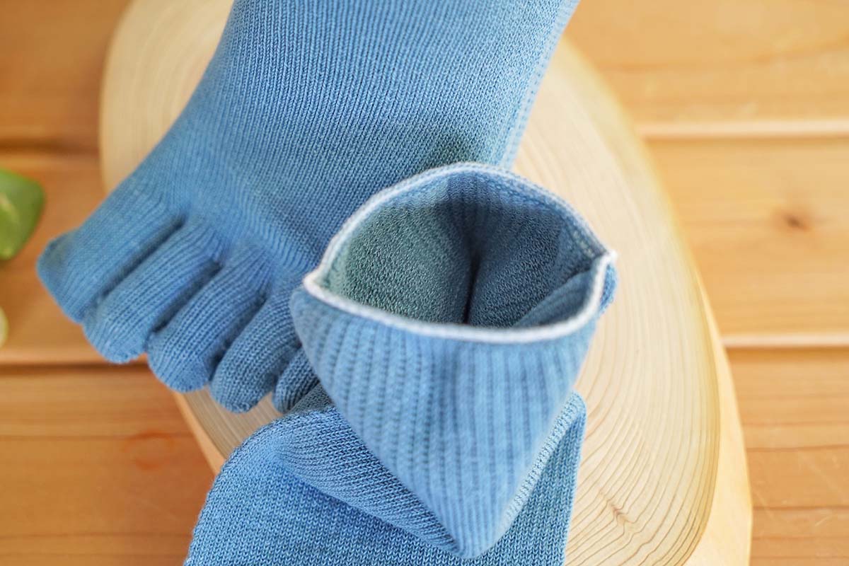 さっぱり快適5本指 絹+綿 天然素材 絹木綿 ゴムなし Lサイズ