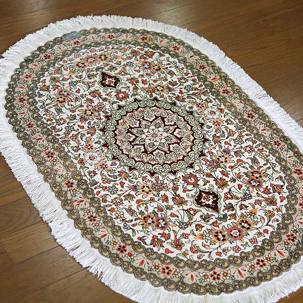 フロアー向きシルク絨毯 22986 【原産地】イラン　クム