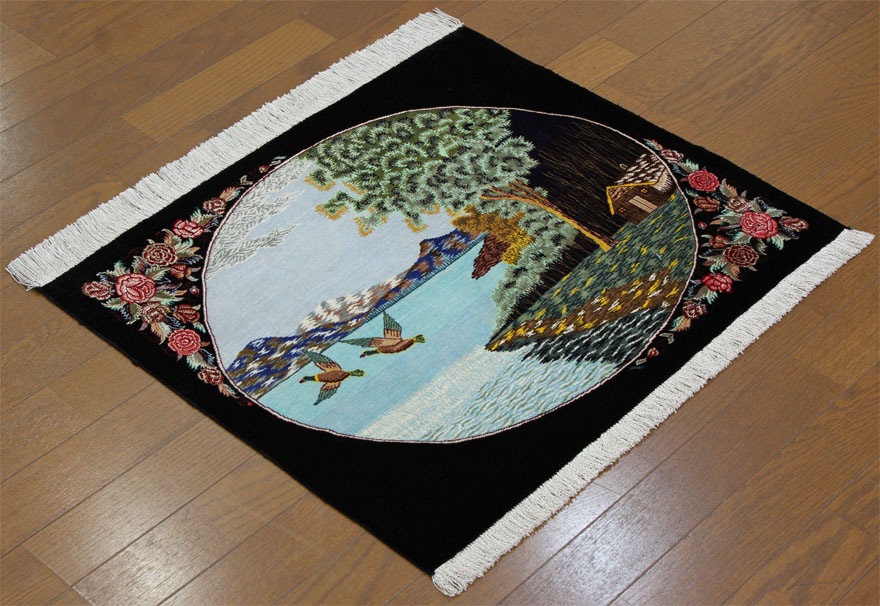 壁掛け向きシルク絨毯 7692 【原産地】イラン　クム