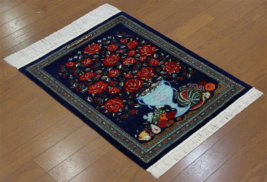 壁掛け向きシルク絨毯 16670 【原産地】イラン　クム