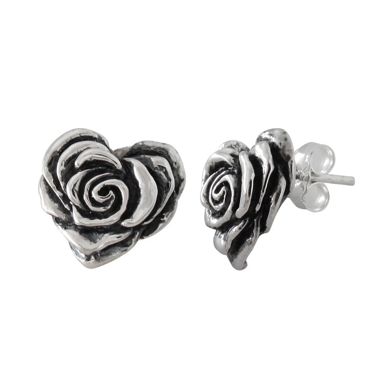 SMALL HEART ROSE EARRING STUDS (���ñ��)