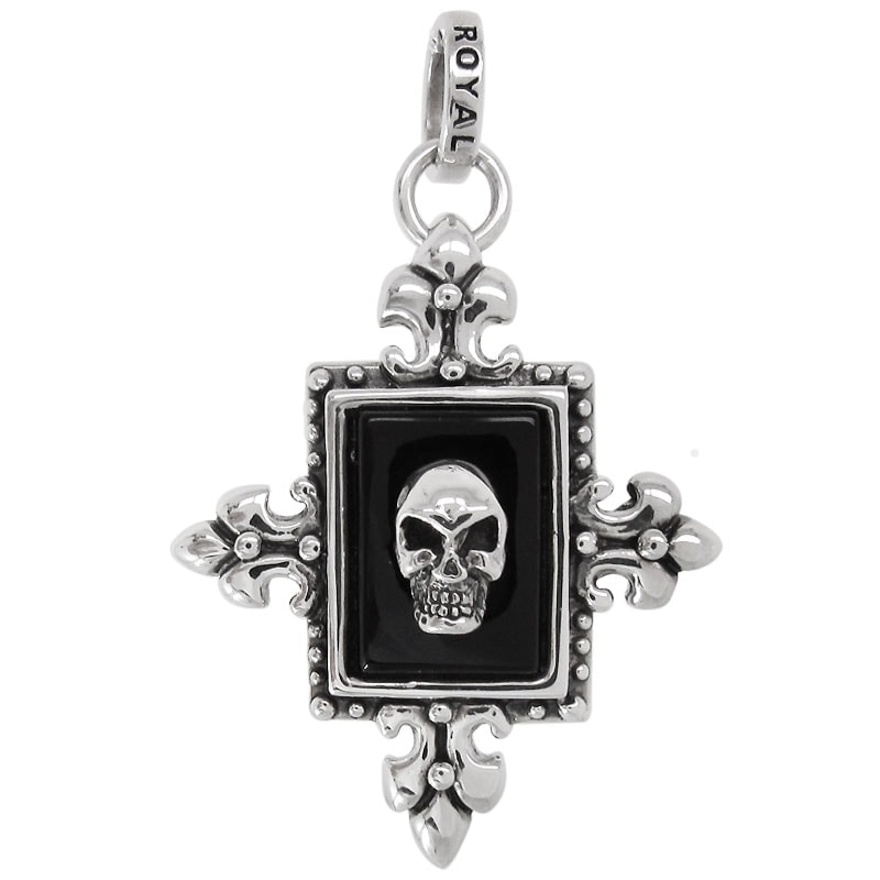 RECTANGLE FRAMED ONYX WITH SKULL