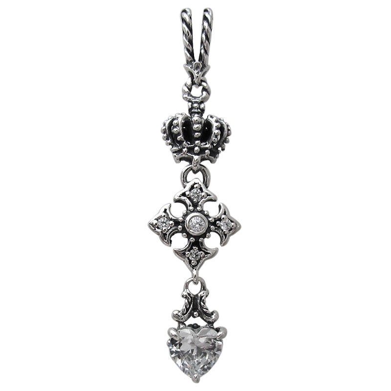 SMALL ANTOINETTE FDL CROSS WITH AMELIA HEART CZ