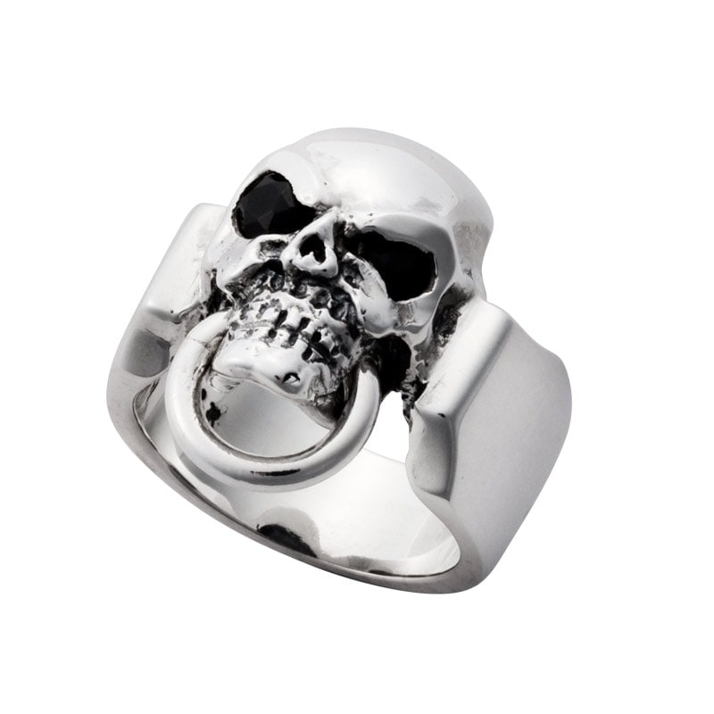 SMALL SKULL WITH RING WITH CZ