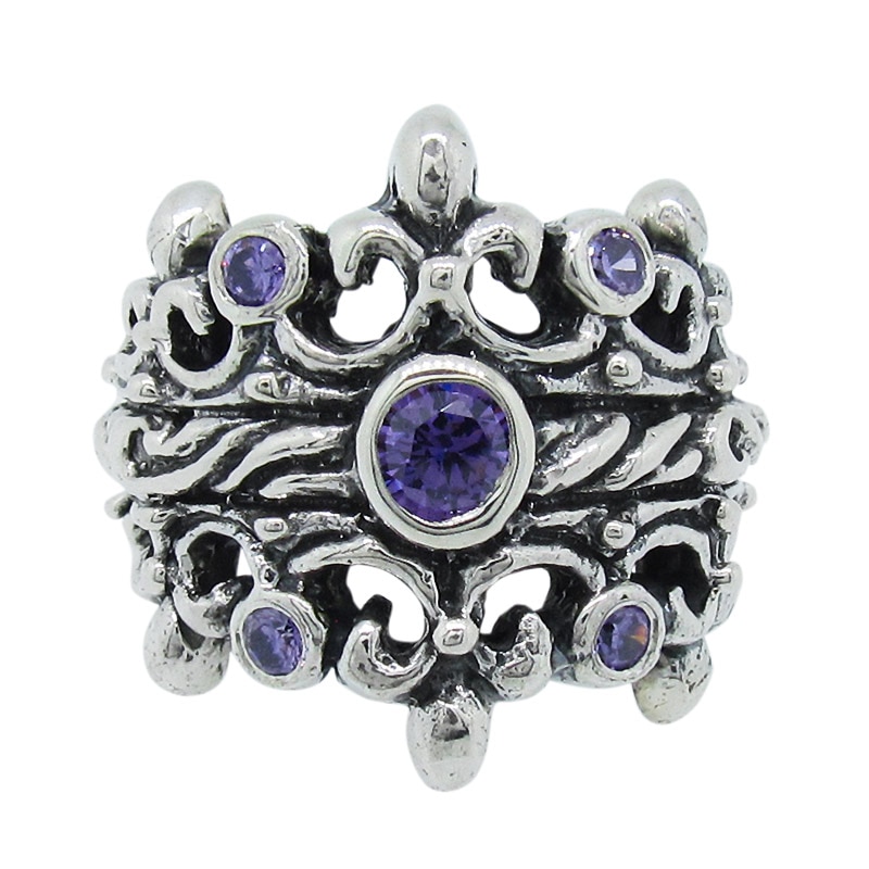DOUBLE TIARA RIBBON BAND WITH 4CZS IN TIARA & MEDIUM CENTERCZ