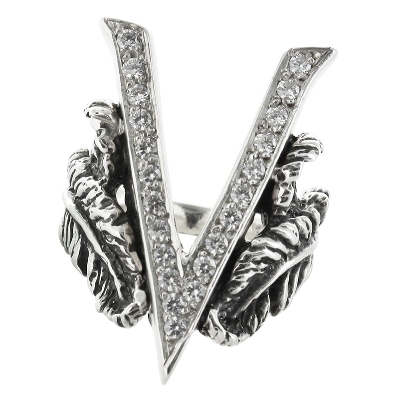 V FEATHERS WITH PAVE CZ