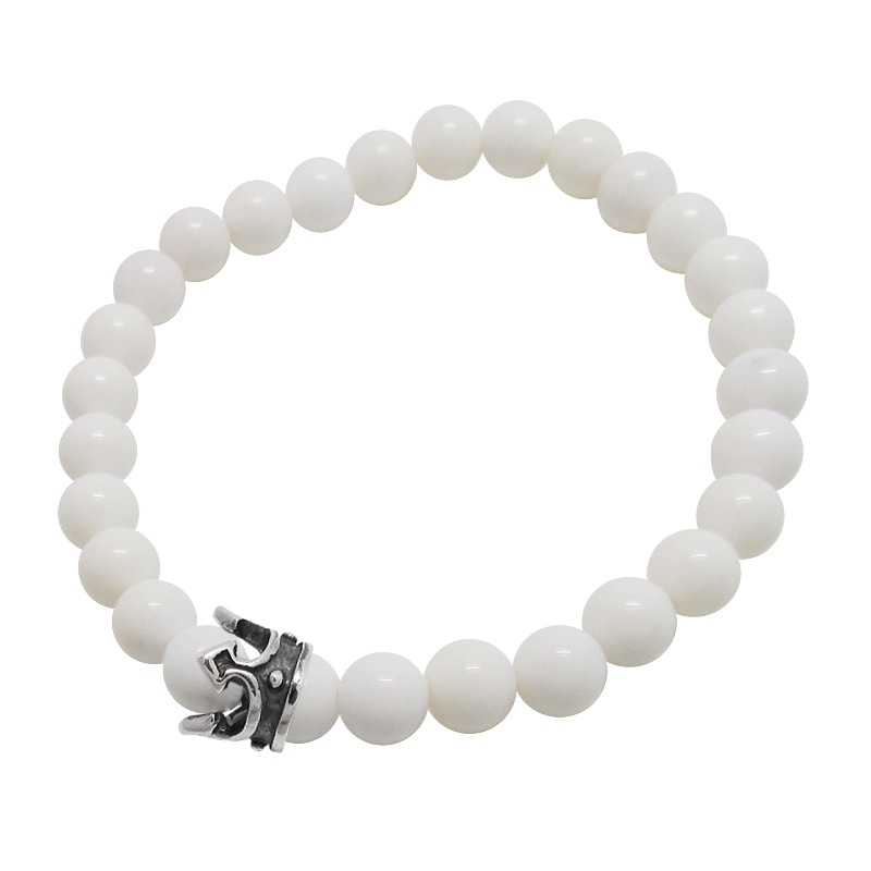 STONE WITH KNAVE CROWN BRACELET (WHITE ONYX) 6mm | ブレスレット 