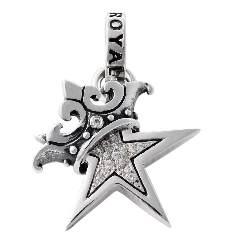 SMALL SOLID STAR WITH CROWN WITH PAVED CZ (CROWN 1 CZ)