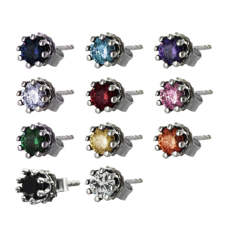 TINY CROWN STONE STUDS (ñ)