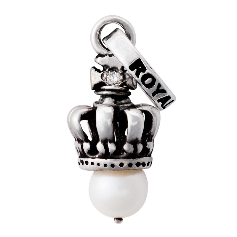 TINY CROWN WITH PEARL AND DIAMOND ON CROSS