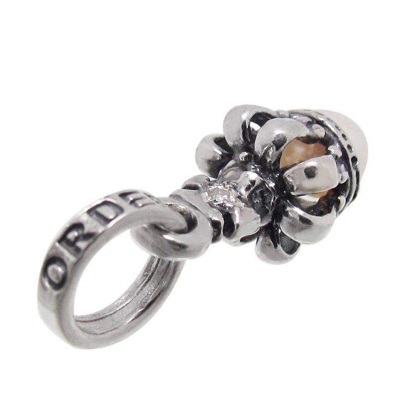 TINY CROWN WITH PEARL AND DIAMOND ON CROSS