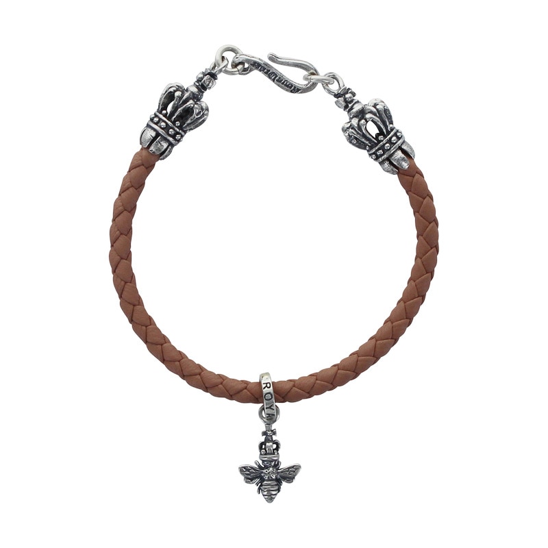 BRAIDED BRACELET WITH CROWN TIPS & TINY QUEEN BEE
