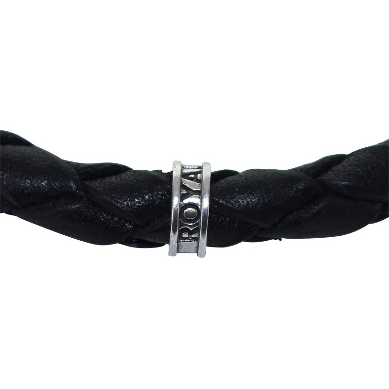THICK BRAIDED BRACELET WITH CROWN TIPS & SHIELD CLIP