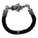 THICK BRAIDED BRACELET WITH CROWN TIPS & SHIELD CLIP