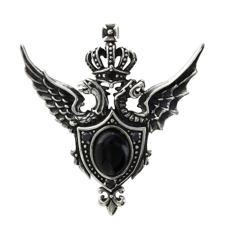 CABOCHON SHIELD WITH PHONEIX & DRAGON