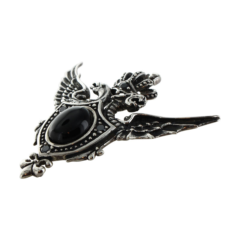 CABOCHON SHIELD WITH PHONEIX & DRAGON