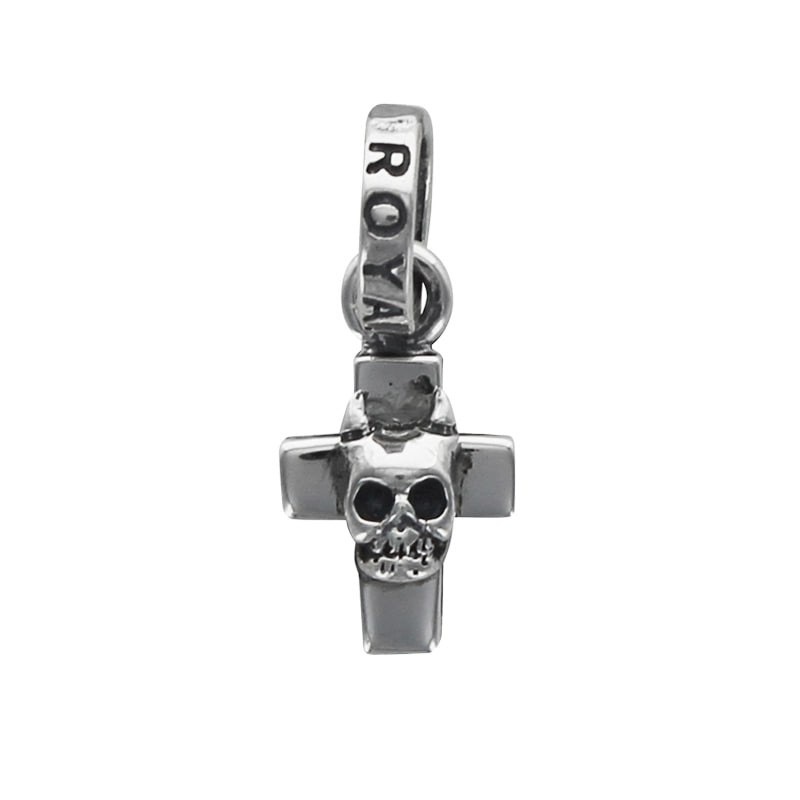 TINY CROSS WITH TINY HORNED SKULL