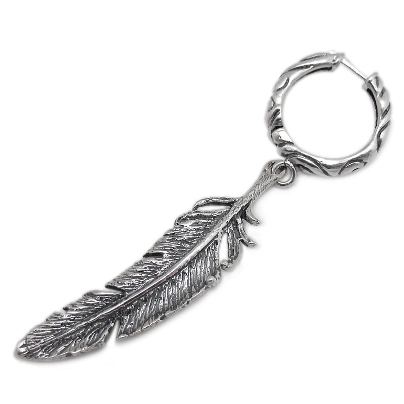 SMALL RIBBON BAND HOOP WITH #8 FEATHER (ñ)