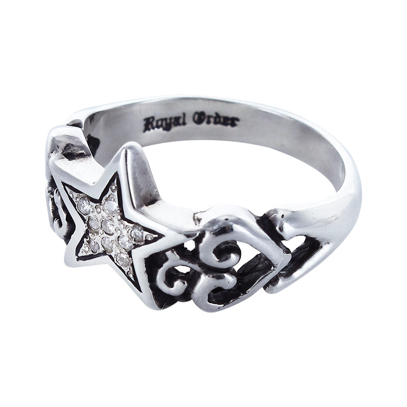 STAR HEART BAND  WITH STAR PAVE DIAMOND