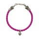 BRAIDED BRACELET WITH CROWN TIPS & TINY HEART LOCK & KEY CHARM