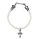 BRAIDED BRACELET WITH CROWN TIPS & OPEN FDL TINY CROSS