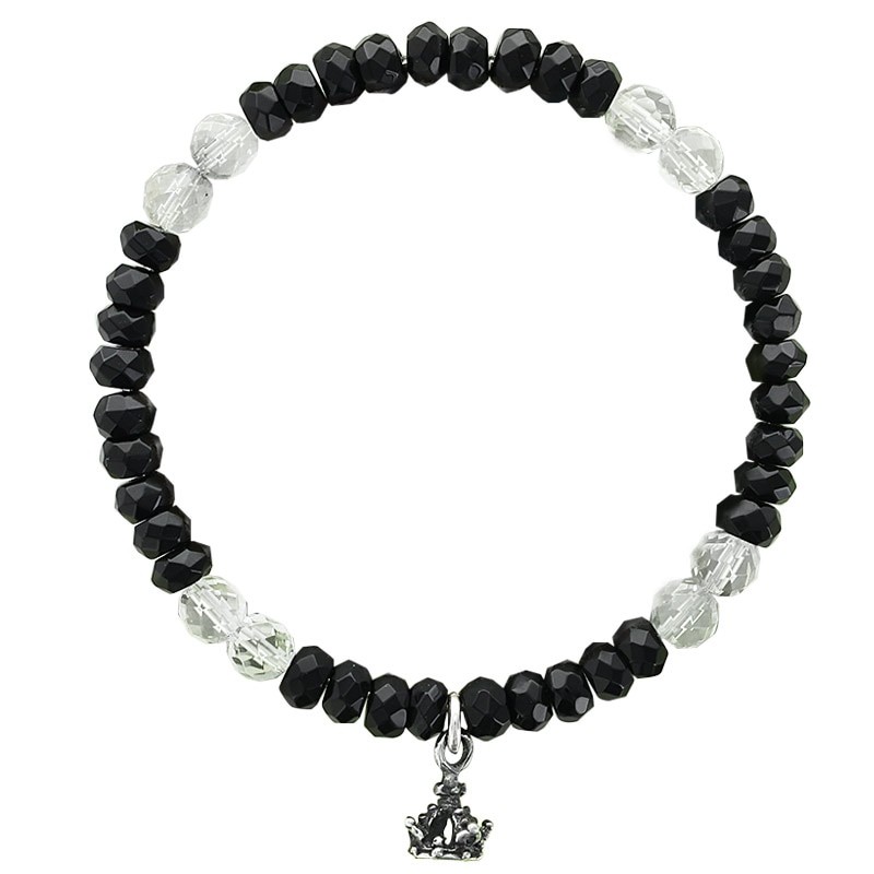 �ڥ���饤����꾦�ʡ�STONE WITH NEW TINY CROWN BRACELET (BUTTON CUT ONYX & CUT CRYSTAL) 6mm