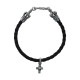 BRAIDED BRACELET WITH CROWN TIPS & TINY CROSS WITH TINY HORNED SKULL