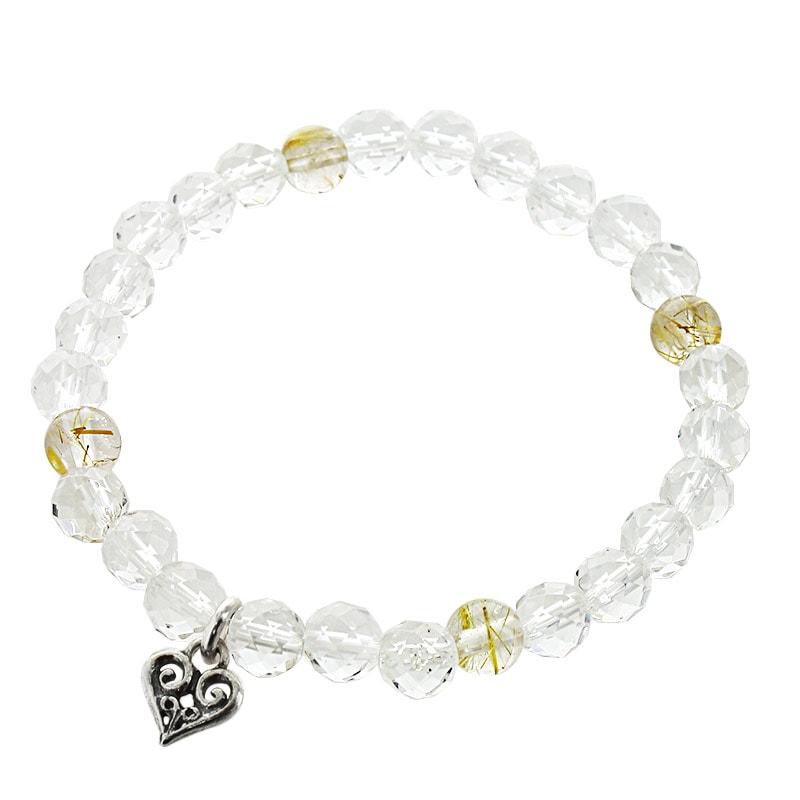 �ڥ���饤����꾦�ʡ�STONE WITH ALLEGRA HEART BRACELET (CUT CRYSTAL &GOLDEN RUTILE QUARTZ) 6mm