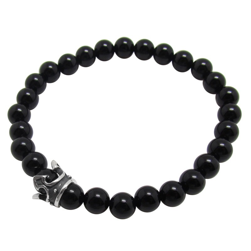 STONE WITH KNAVE CROWN BRACELET (BLACK ONYX) 6mm