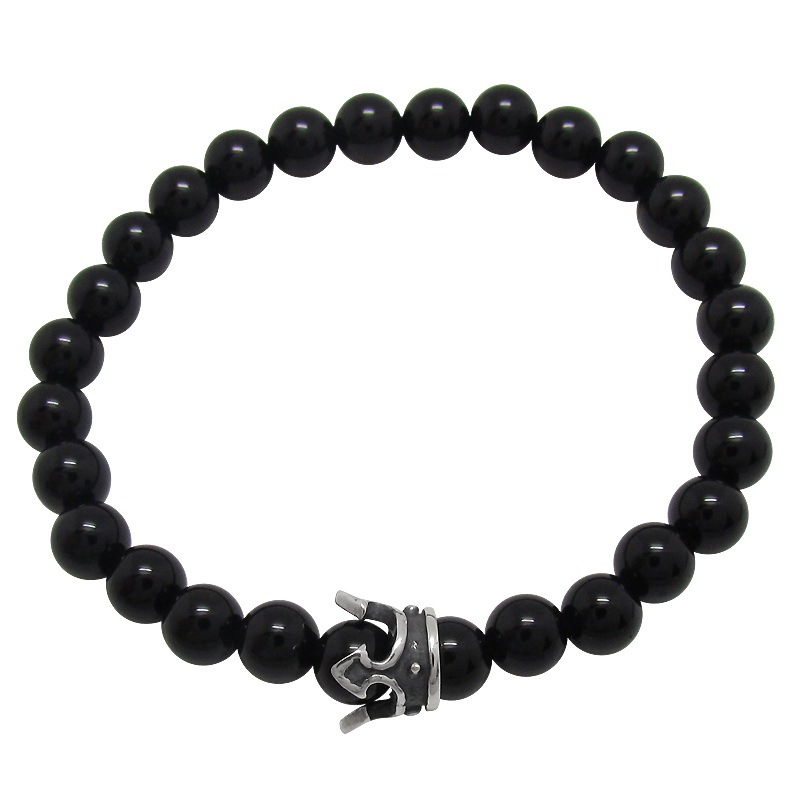 STONE WITH KNAVE CROWN BRACELET (BLACK ONYX) 6mm