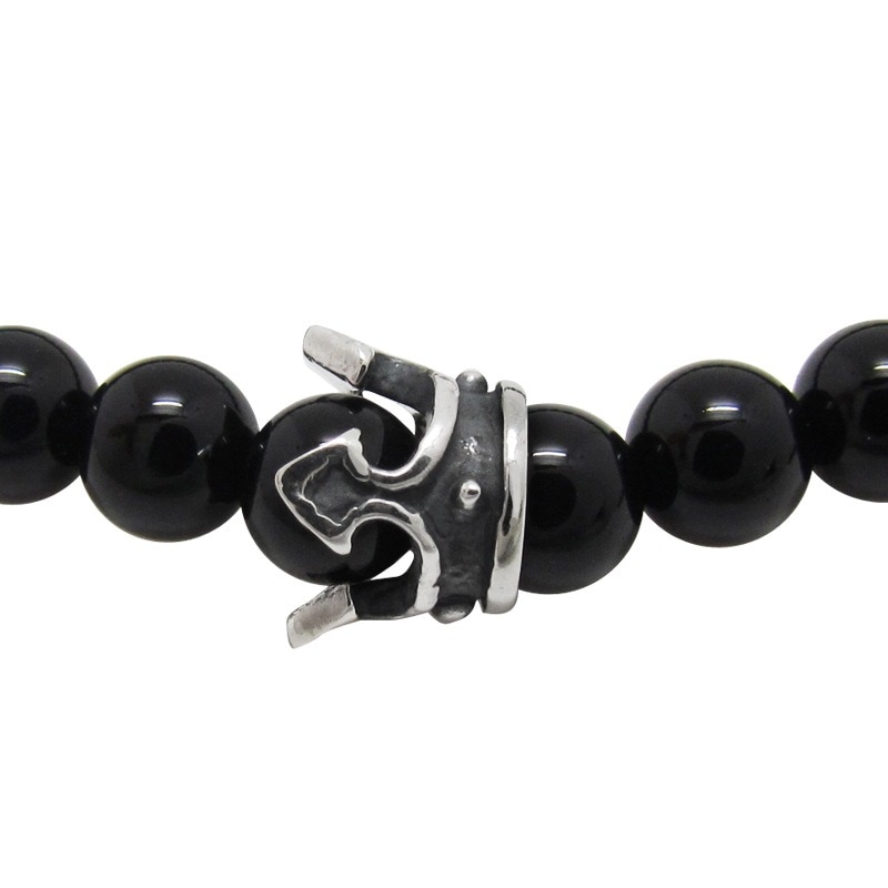 STONE WITH KNAVE CROWN BRACELET (BLACK ONYX) 6mm