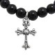 STONE WITH TINY CHAPEL CROSS BRACELET (BLACK ONYX) 6mm