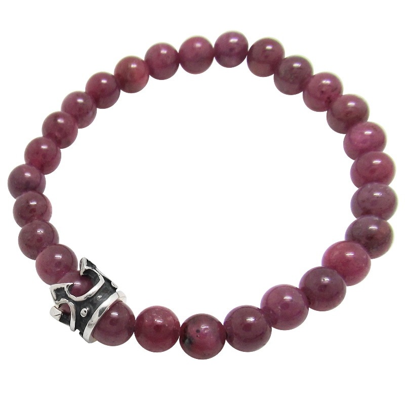 STONE WITH KNAVE CROWN BRACELET (RUBY) 6mm