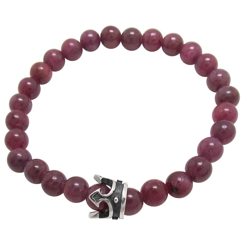 STONE WITH KNAVE CROWN BRACELET (RUBY) 6mm