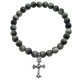 STONE WITH TINY CHAPEL CROSS BRACELET (EAGLE EYE) 6mm
