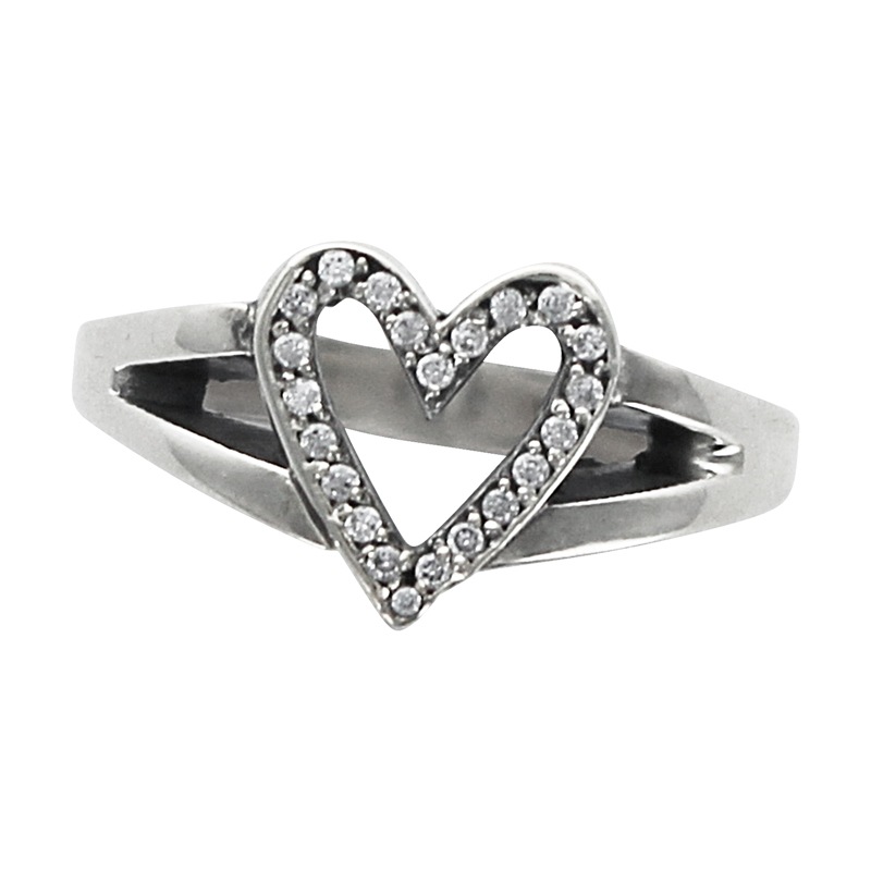 SERENDIPITY HEART OPEN BAND WITH DIAMONDS