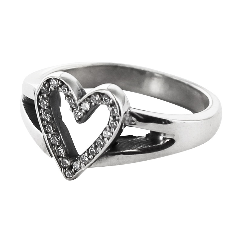 SERENDIPITY HEART OPEN BAND WITH DIAMONDS