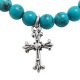 STONE WITH TINY CHAPEL CROSS BRACELET (TOURQUOISE) 6mm