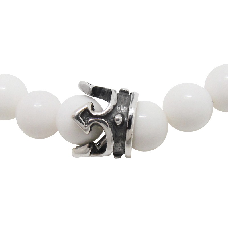 STONE WITH KNAVE CROWN BRACELET (WHITE ONYX) 6mm