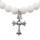 STONE WITH TINY CHAPEL CROSS BRACELET (WHITE ONYX) 6mm