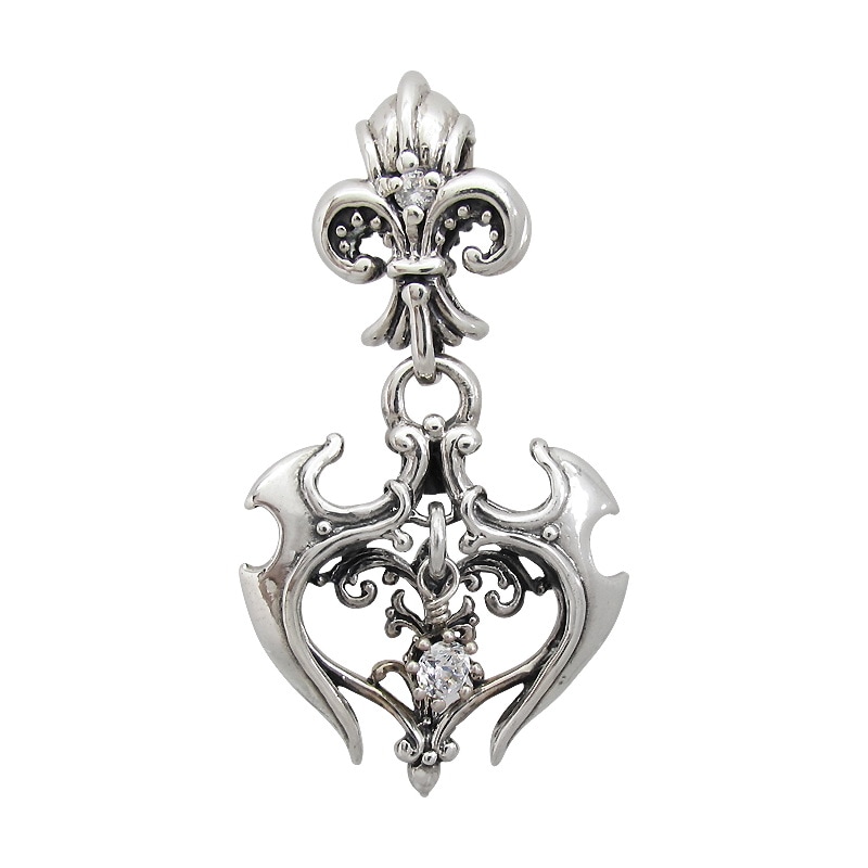 TRIBAL HEART ON FILIGREE HANGING FROM FDL WITH HANGING CZ
