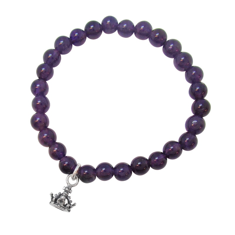 STONE WITH NEW TINY CROWN BRACELET (AMETHYST) 6mm