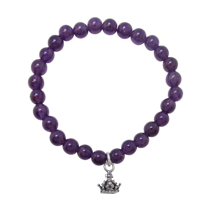 STONE WITH NEW TINY CROWN BRACELET (AMETHYST) 6mm