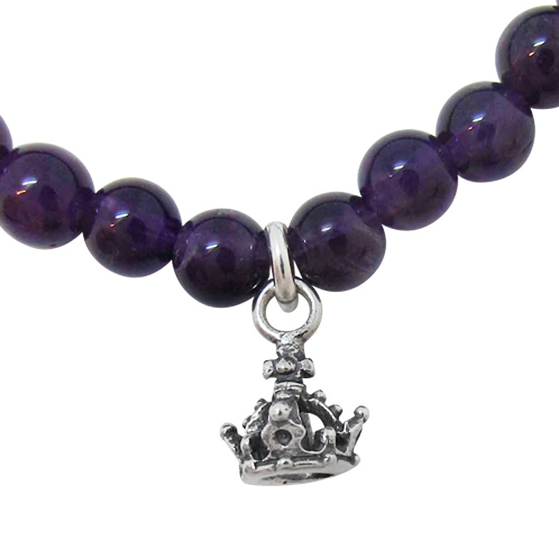 STONE WITH NEW TINY CROWN BRACELET (AMETHYST) 6mm