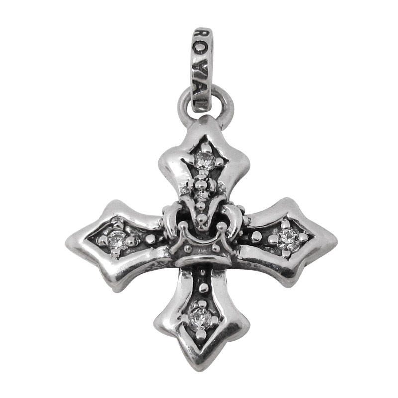 MEDIUM HARMONY CROSS WITH CROWN AND SIDE CZ